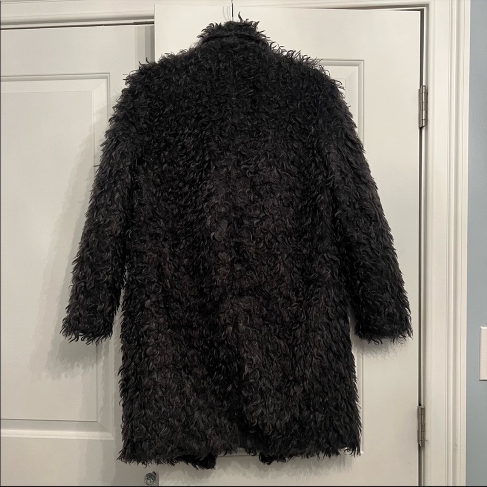 53. Elizabeth & James Iris Boyfriend Faux Fur Coat Black - Picture 7 of 7